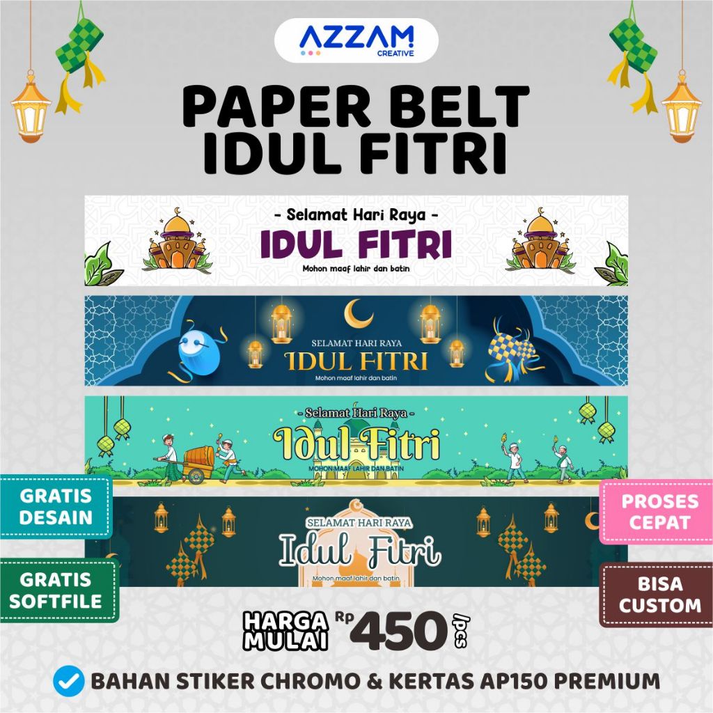 

PAPER BELT IDUL FITRI / PAPER BELT / CETAK PAPER BELT / PAPER SLEVE / LABEL SEGEL BOX CUSTOM