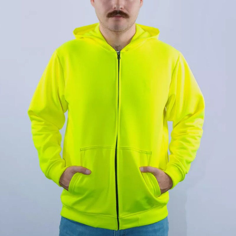 Hoodie Zipper Jumbo Polos Pria Wanita Hijau Stabilo S-5XL