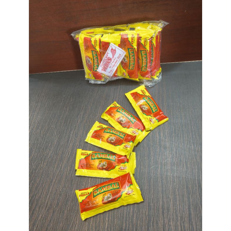 

saos sambal sachet saos sachet 1 pack isi 25 pcs saos sambal kuning sachet