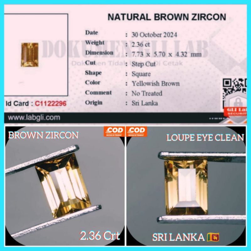 NATURAL BROWN ZIRCON ( FREE MEMO ) 🇱🇰A005