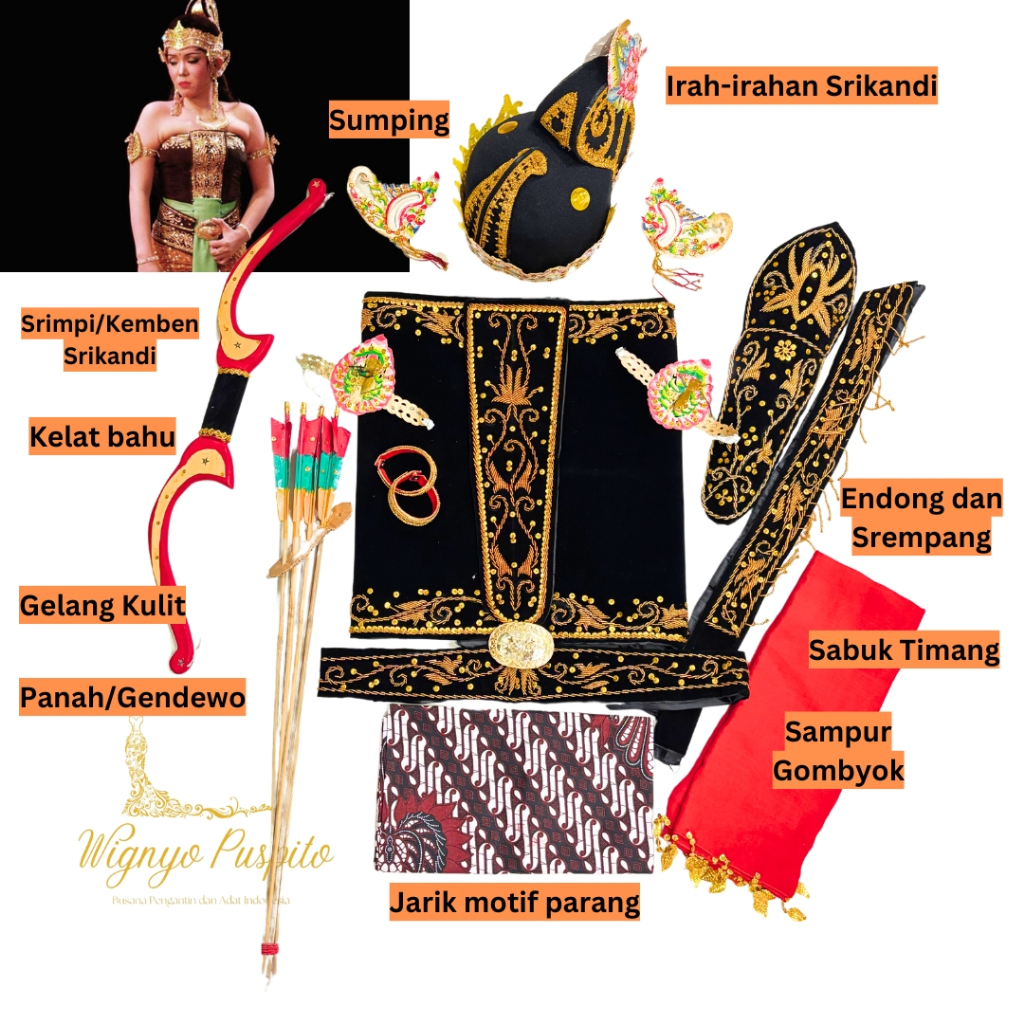 SETELAN KOSTUM WAYANG TOKOH SRIKANDI UKURAN DEWASA