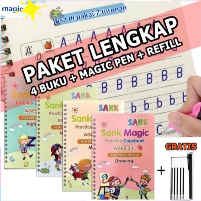 

Buku Sank Book Magic Sank Magic book 1 Set isi 4 Buku, Pulpen + 5 Refill Pulpen