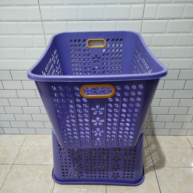 HJK Keranjang Laundry Plastik Ungu Tebal Kapasitas Besar