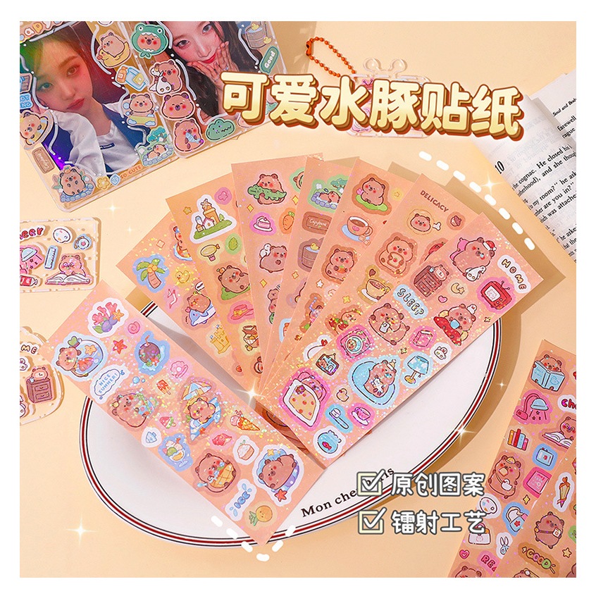 

Stiker Glitter Capybara dan Little Pony Stiker Glossy Cantik Capybara MOMO048