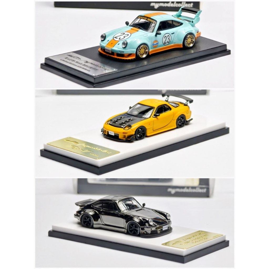 ModelCollect RX-7 FD3S Porsche RWB 930 GULF Gun Metal GT Wing Ducktail Classic Sports Series Limited