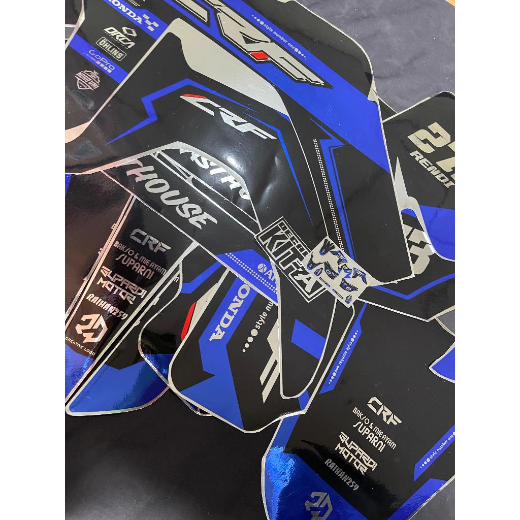 Decal CRF 150 Stiker Motor Honda crf150 fullbody hitam biru crome