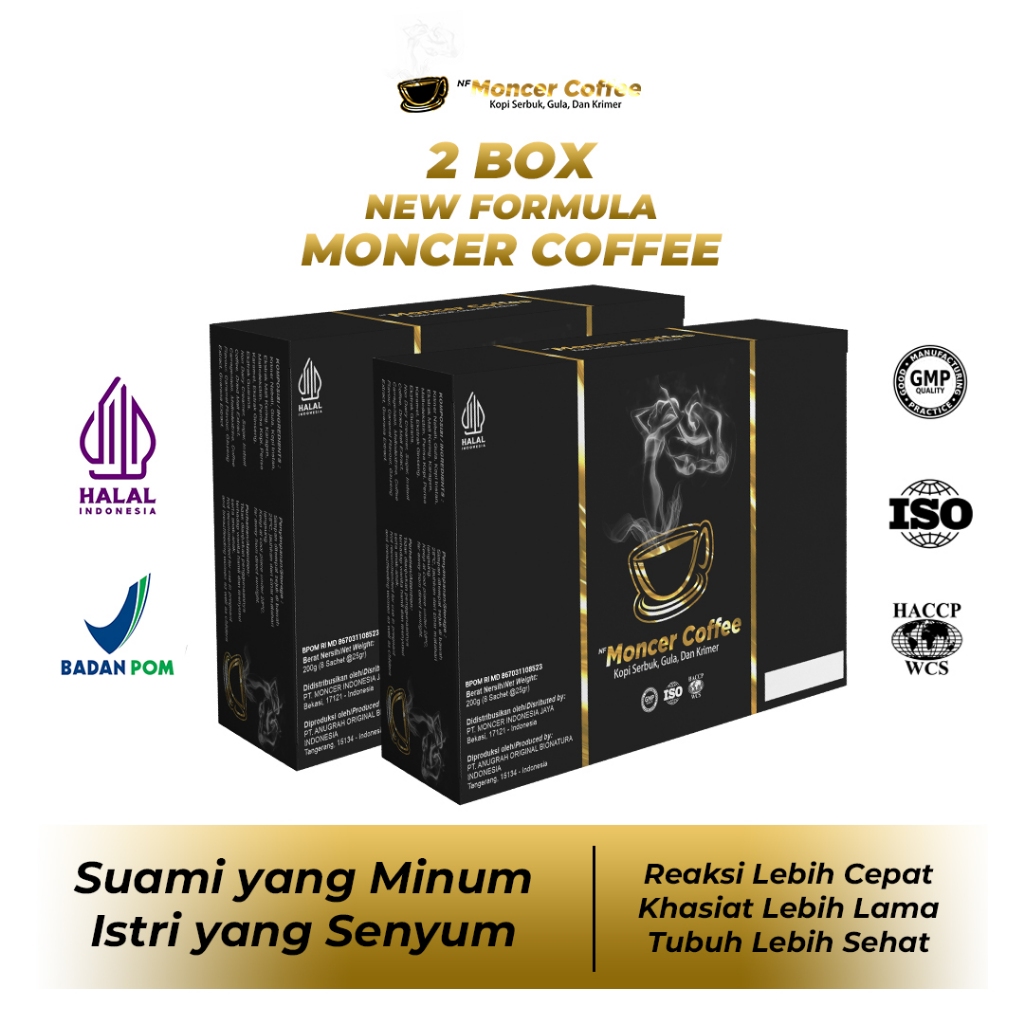 

NFMoncerCoffee Kopi Minuman Pria Ekstrak Gingseng | Sudah Halal & BPOM 1 Box isi 8 Sachet