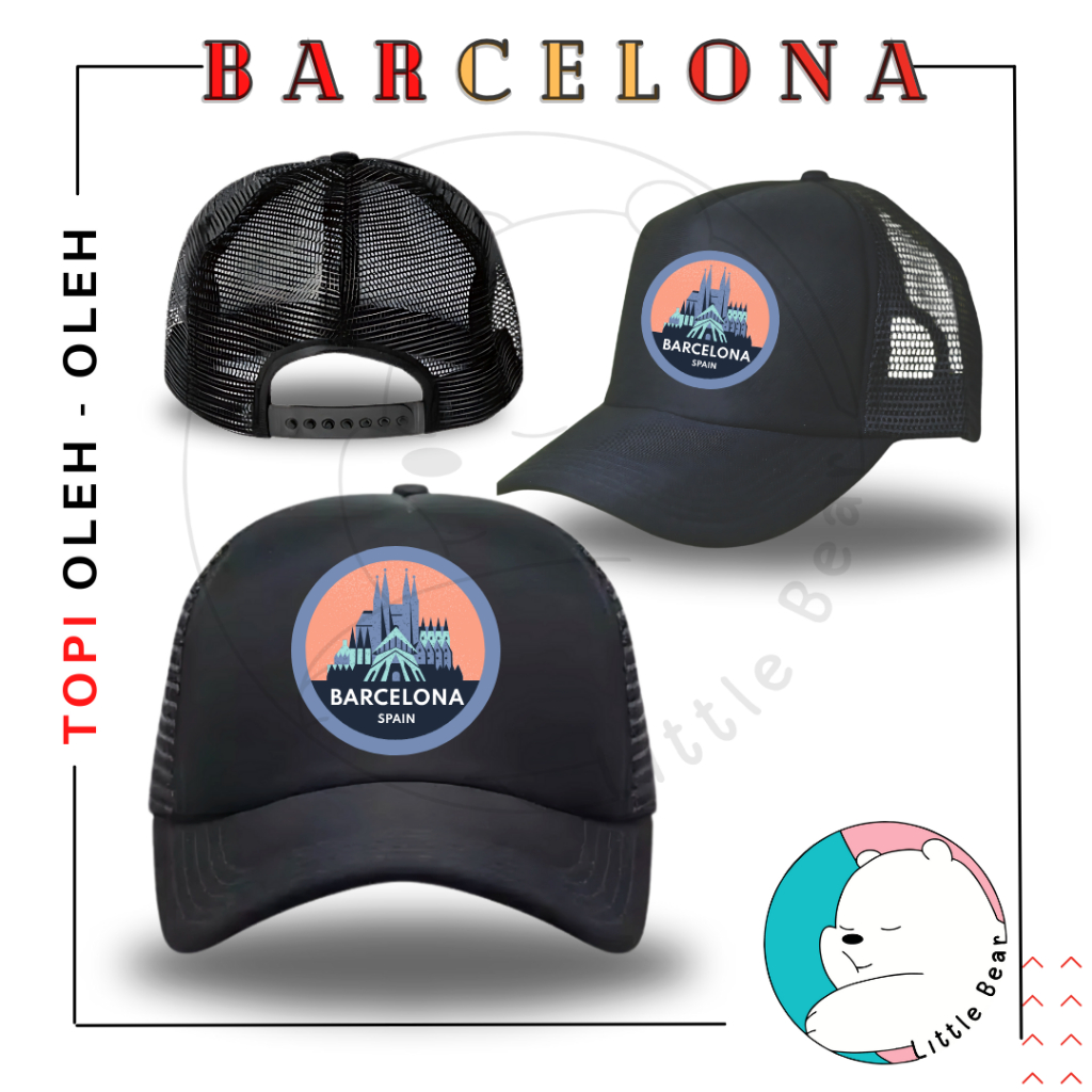 Littlebear Topi Souvenir Barcelona - Topi Trucker Oleh Oleh Barcelona Type 2
