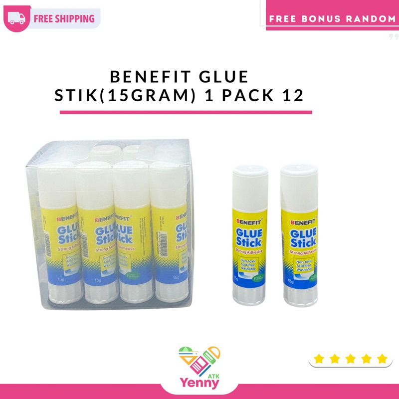 

Benefit Lem Stik Isi 15 Gram | Lem Kertas Stik Benefit 1 Pack 12