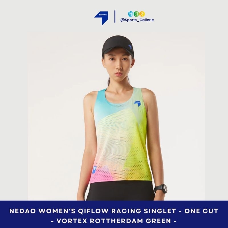 NEDAO Women QiFlow Racing Singlet One Cut Vortex Neon Green