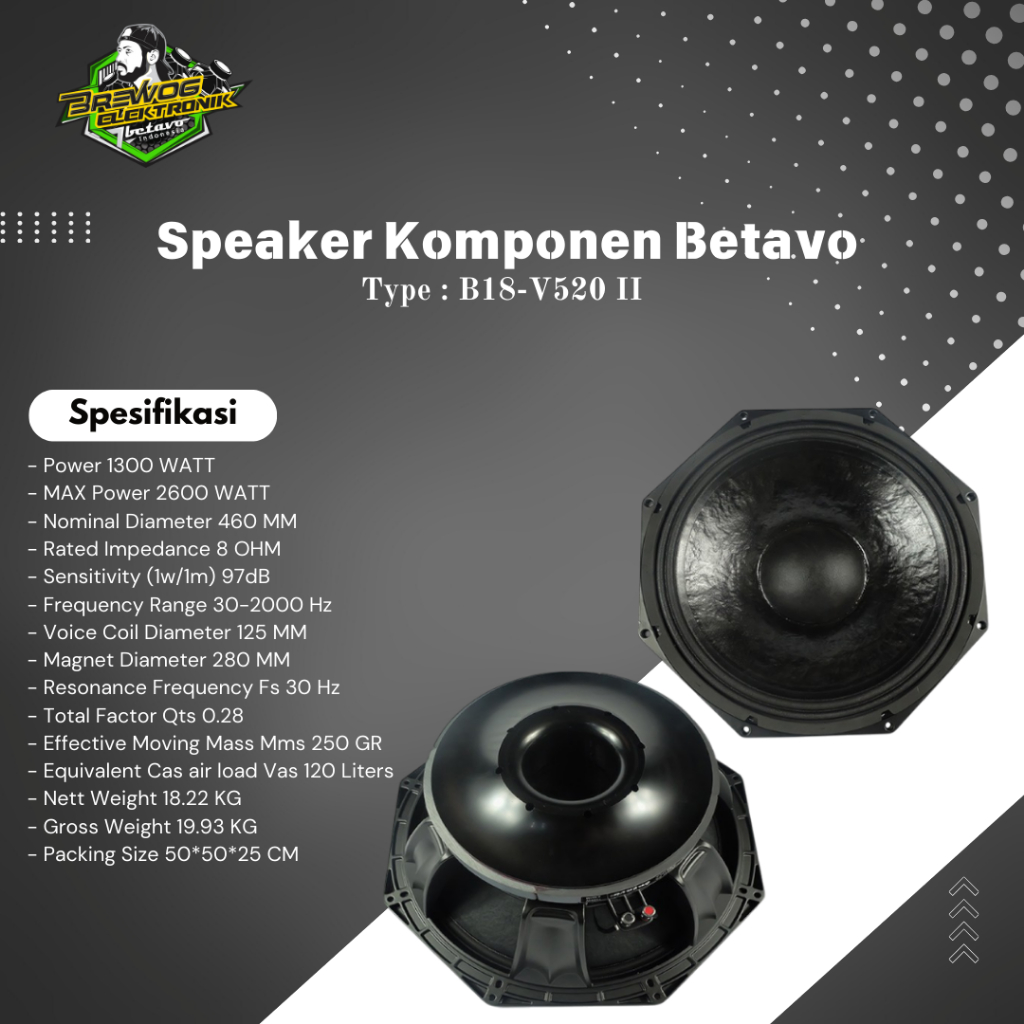 SPEAKER B18-V520 II BREWOG BETAVO INDONESIA
