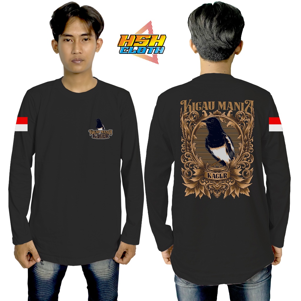 Baju Kaos Distro Lengan Panjang Kacer Lover Kicaumania Burung Bisa Custom - HSHCloth