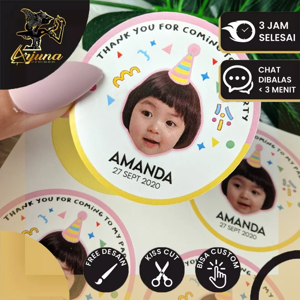 

2-4 Stiker Ultah Anak Ulang Tahun Label Bulat Sticker Undangan Ulang Taun Happy Birthday Besday