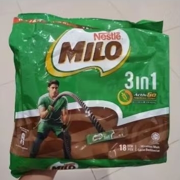 

Milo sachet 3 in 1 minuman malt chocolate susu coklat ( isi 18 stick )