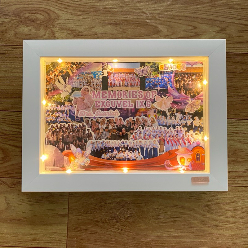 JINGGASHE | SEHARI JADI Scrapframe size A4 (20x30cm), led, 3D TIMBUL, hadiah kado guru, kado pembimb