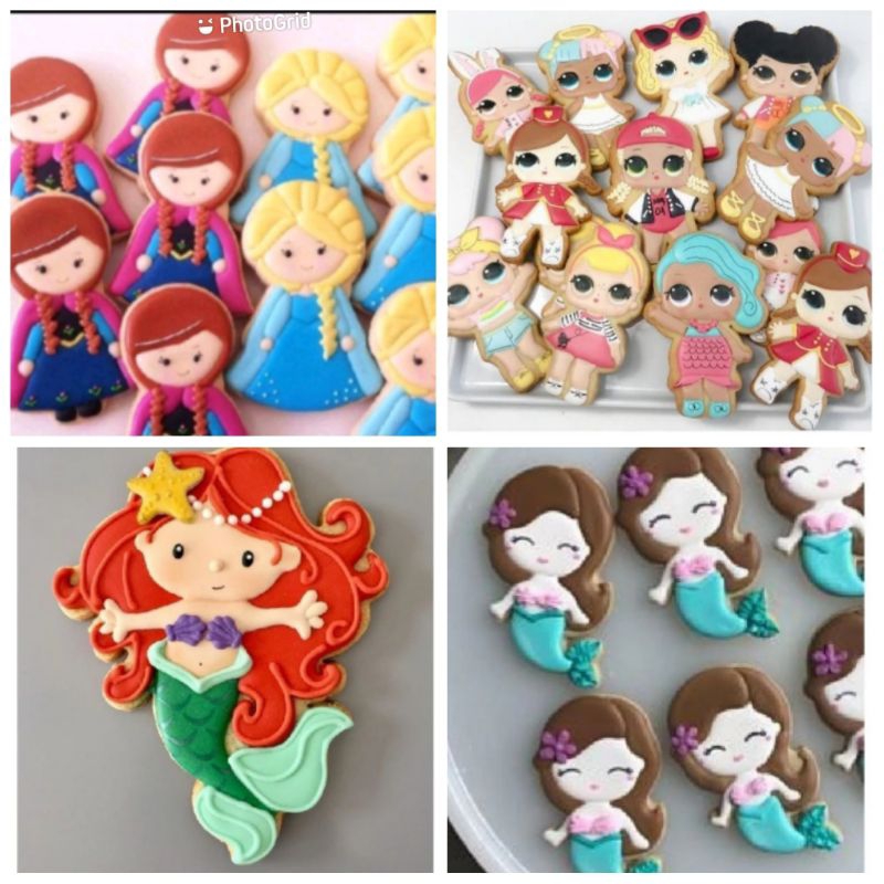 

Catanova Butter Cookies Kukis Hias Karakter Princess Frozen Mermaid LOL