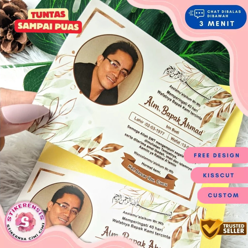 

Stiker Tahlinan Pengajian Mengenang wafatnya 40 100 1000 hari untuk Kotak Nasi dan box makanan