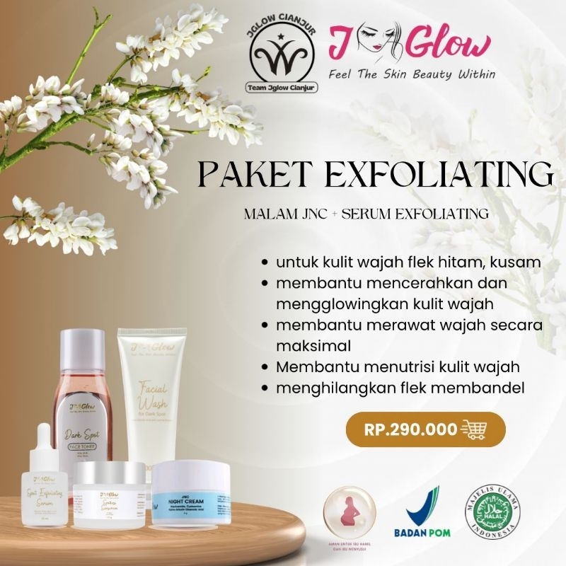 J-glow PAKET EXFOLIATING (malam jnc + Serum exfoliating)