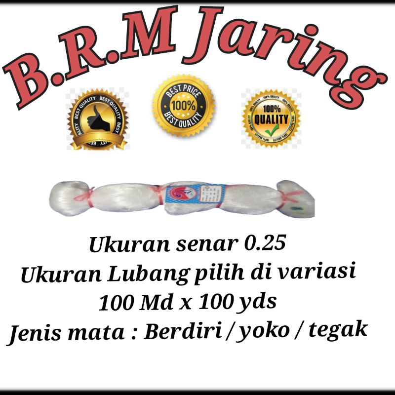 JARING IKAN  SENAR 0.25 - 100X100 YOKO / JARING IKAN NELAYAN