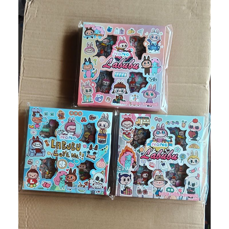 

Stiker Labubu 1 Box isi 100 - Sticker Waterproof Anti Air Mainan Anak Tempel Kado Hadiah