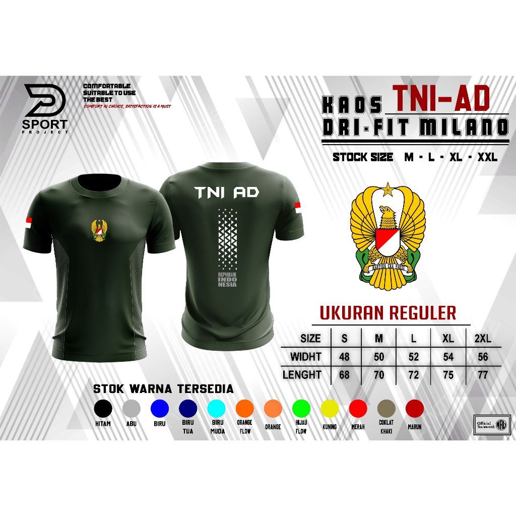 Kaos TNI AD / Jersey Drifit TNI AD / Tshirt Baju TNI AD