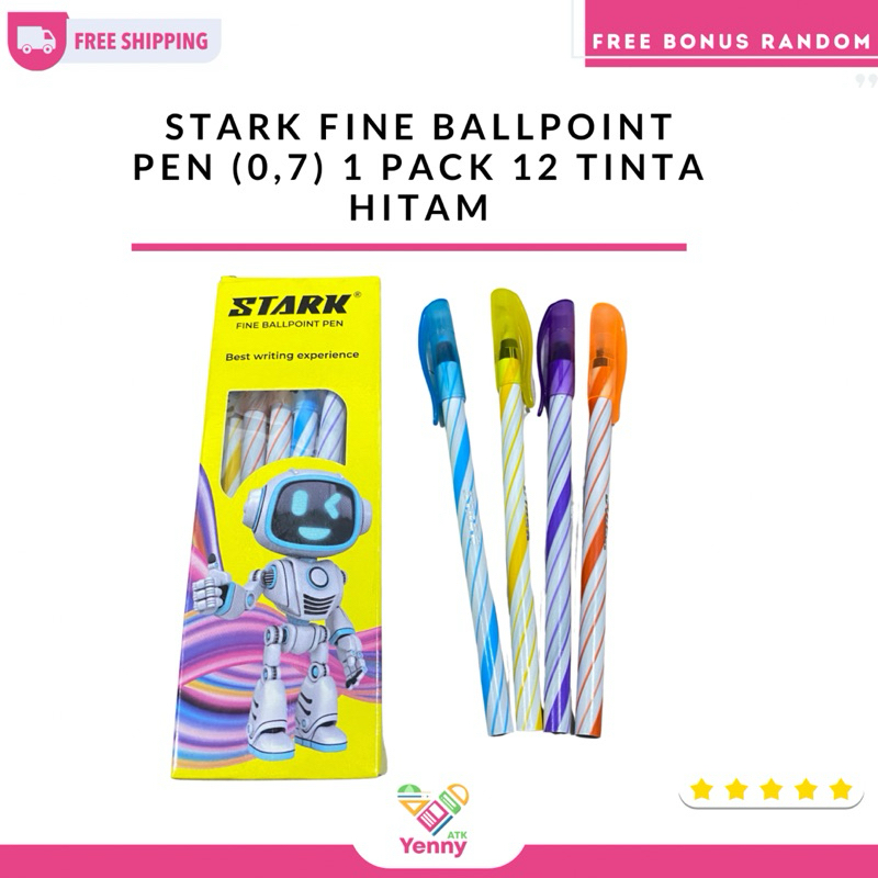 

Stark Ballpoint Pen Tinta Hitam 1 Pack 12 (0,7) | Pulpen Hitam Merk Stark