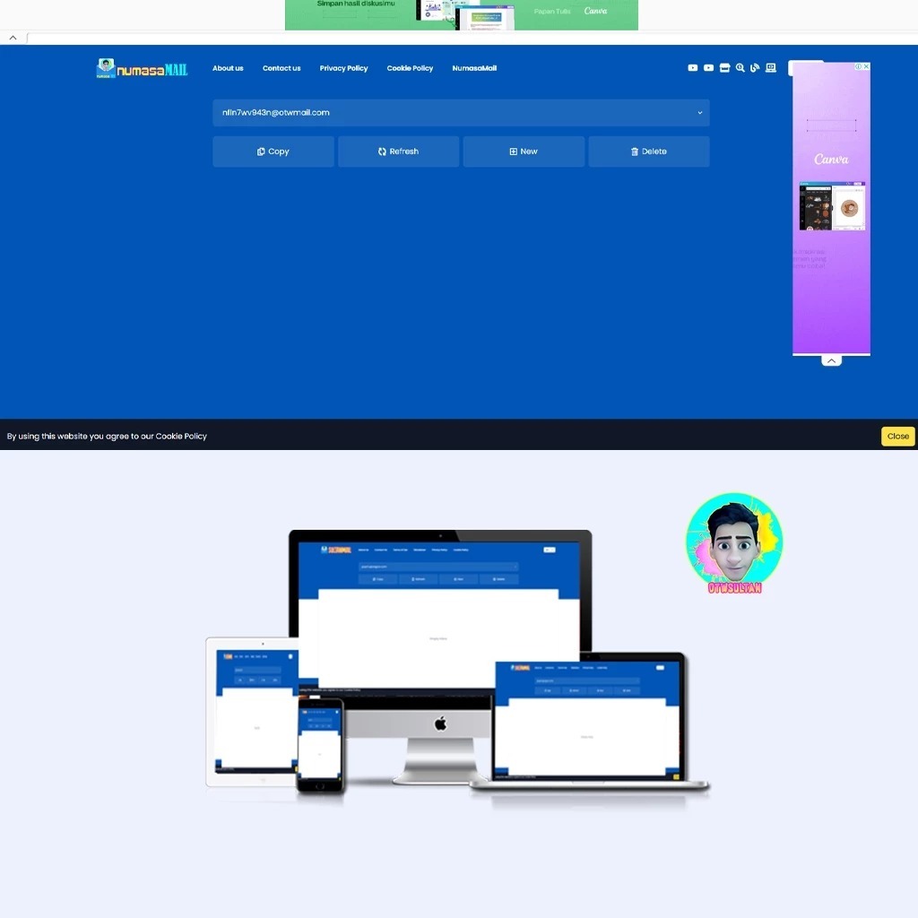 LANDING PAGE WEBSITE TEMP MAIL GENERATOR V2 SUPPORT GOOGLE ADSENSE
