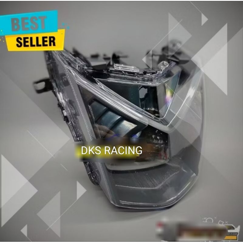 reflektor lampu depan beat fi 2012-2016 custome hitam smoke bahan lampu led biled