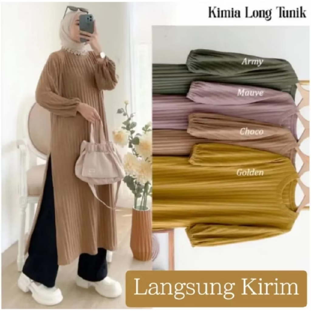 GF - Long Tunik Knit Hornets Atasan Wanita Long Tunik Baju Belahan samping Tunik Knit Wanita Masakin