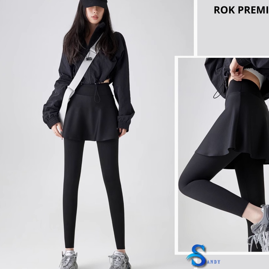 HJ6 Rok Legging Panjang Wanita  Celana Rok Legging Olahraga  Leging Rok Bahan Spandex