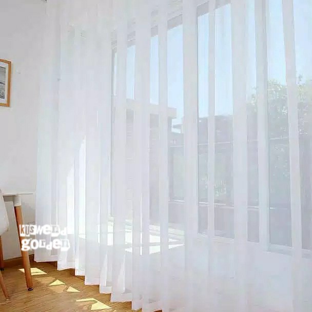 Ready Terunik Gorden Vitrase Polos 2 x 25 cm Tinggi 3 meter Hordeng Putih Plisket Jendela Pintu Tira