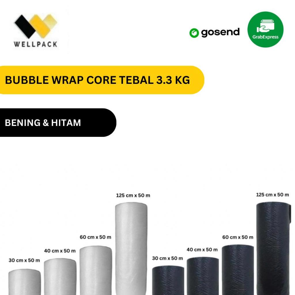 

PLASTIK BUBBLE WRAP ROLL WELLPACK WP CORE TEBAL 3.3 KG 125 60 40 30 CM X 50 METER