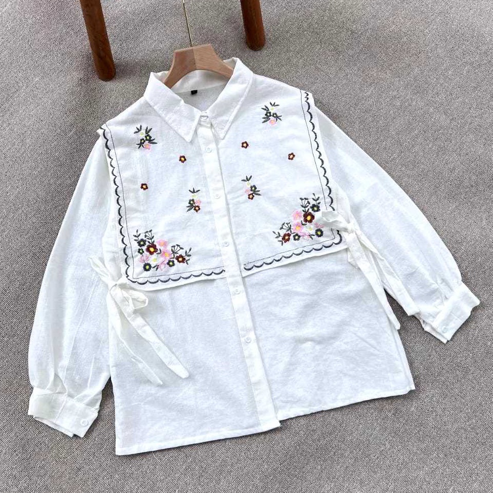 KODE H62R COD Narika Shirt Bordir  Kemeja Wanita Jumbo  Big Size S M L XL XXL 3XL 4XL  Atasan Wanita