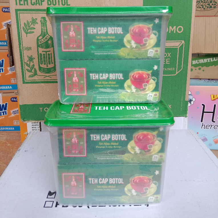 

TEH CAP BOTOL TEH HIJAU MELATI 2 PACK ISI 25 BONUS CONTAINER