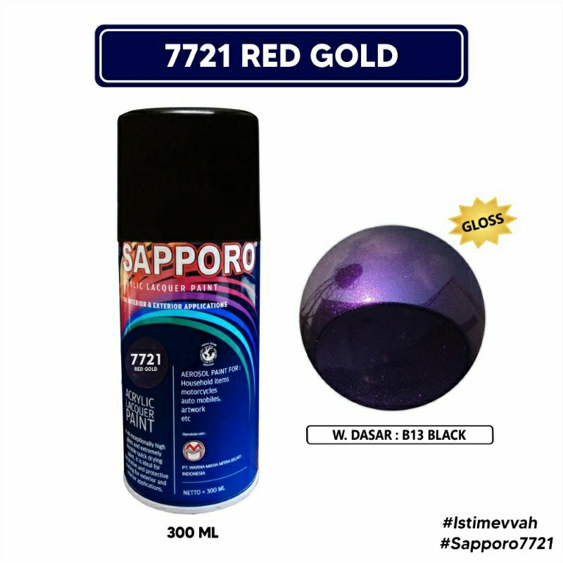 #MAU# Cat Semprot Sapporo 7721 Red Gold 300ml Bunglon Chameleon Ungu Merah Kuning Emas Metallic Cat 