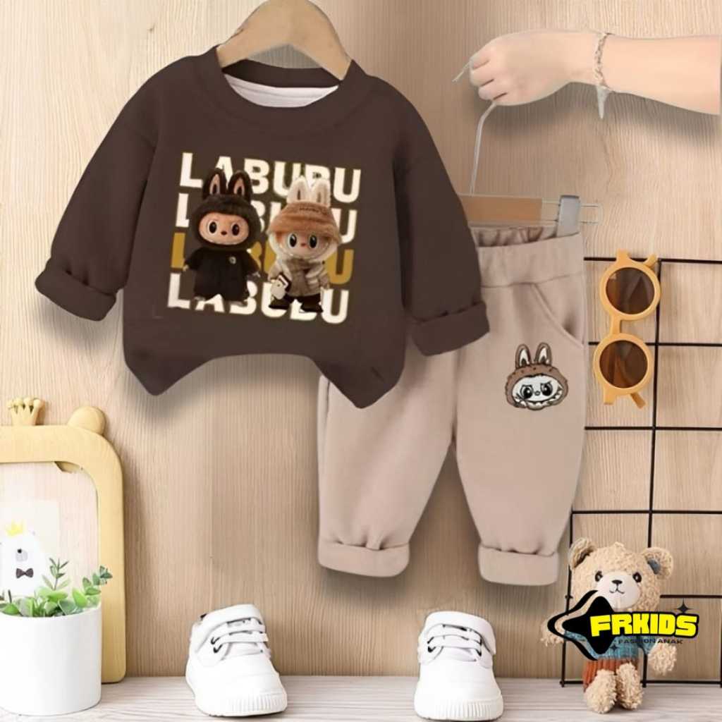 Baju labubu anak cowok Setelan anak laki laki sweater baju anak celana panjang umur 1 tahun 2 tahun 
