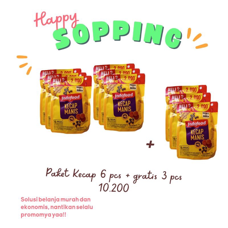 

kecap manis indofood isi 6 pcs + 3 pcs