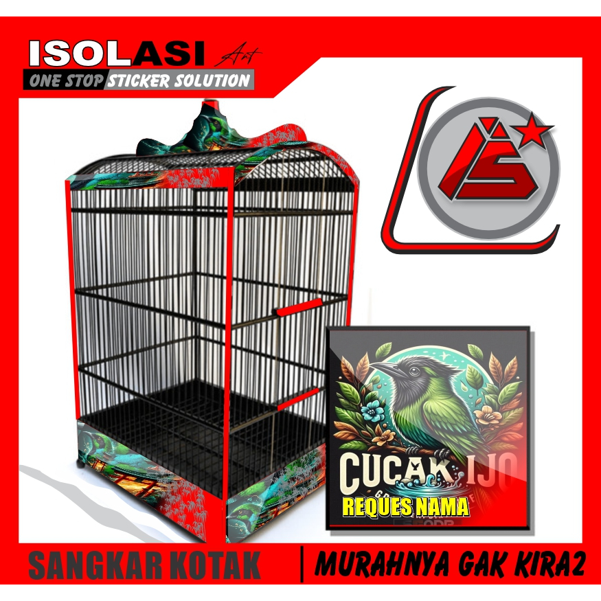 DECAL STIKER SANGKAR BURUNG KOSAN SANGKAR KOTAK REPLIKA STIKER SANGKAR KENARI CENDET MURAI CUCAK IJO
