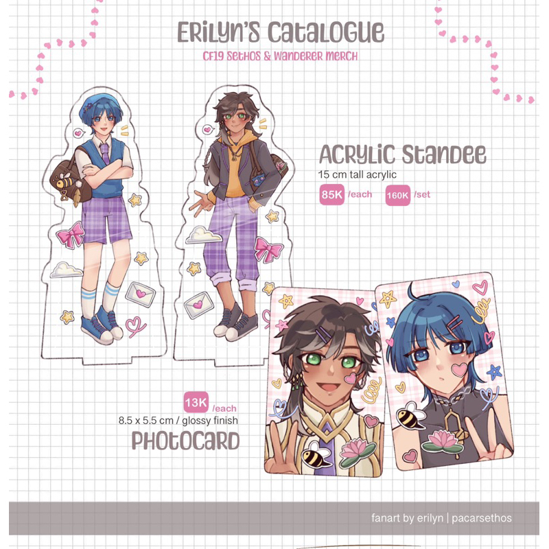 Sethos & Wanderer Genshin Impact Acrylic Standee 15cm Fanart Merch by Erilyn
