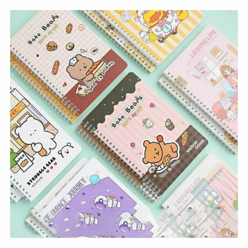 

[Pinus A] 1Pcs NoteBook A5 Spiral Random Cute Cartoon Notebook / Buku Tulis A5 Buku Catatan Diary Garis