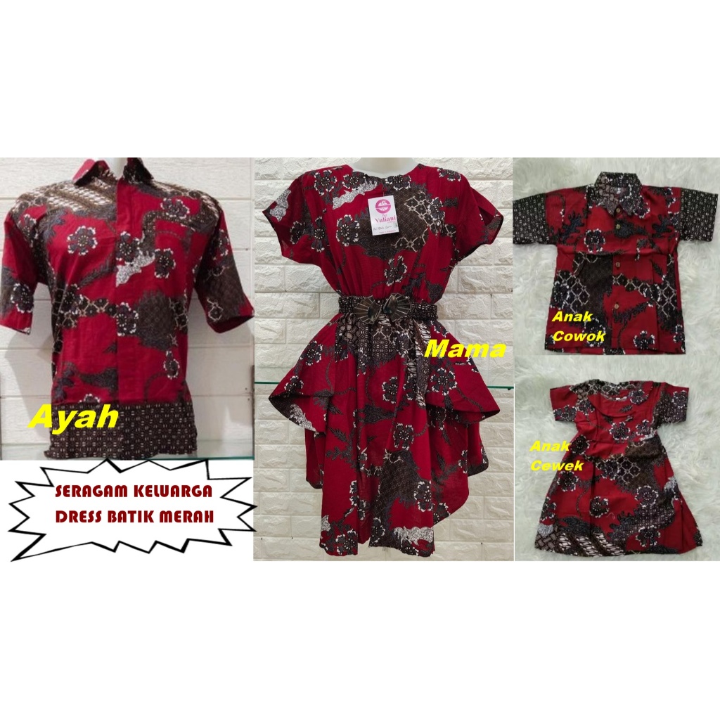 Paket Batik Seragam Keluarga Dress Seragam Family Dress Seragam Natalan Batik Family Lengkap Couple 