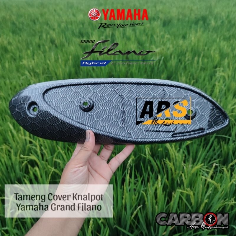 Cover Tameng Knalpot Grand Filano Carbon WTP Motif Hexagonal