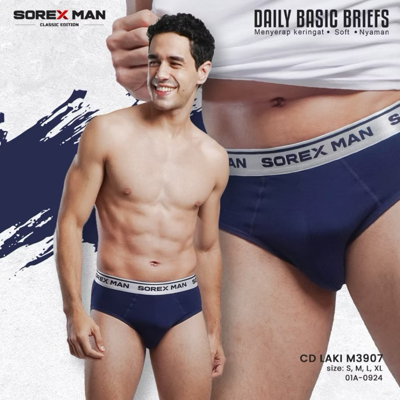 Isi 3 lembar Celana Dalam Sport Pria Lembut Super Soft Sorex M3907