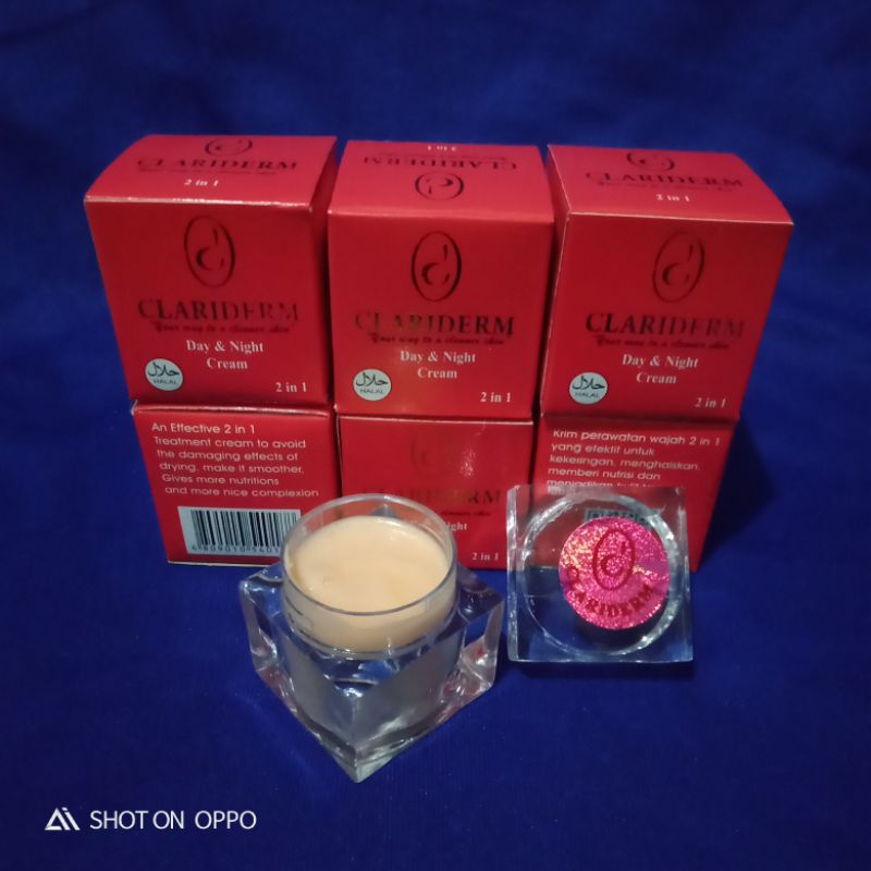 ( 6 pcs ) Cream clariderm super 2in1 buat siang dan malam