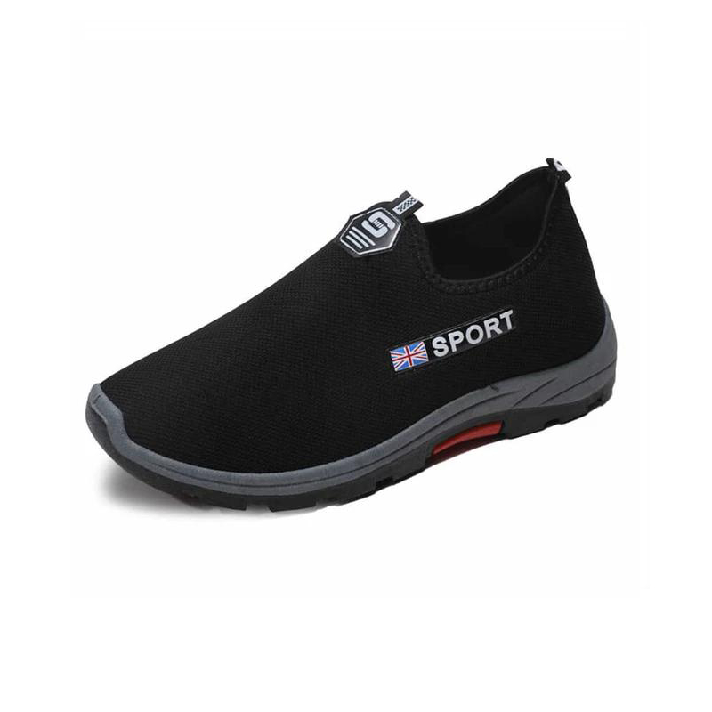 Sepatu Slip On Pria Kasual Hitam Polos Original