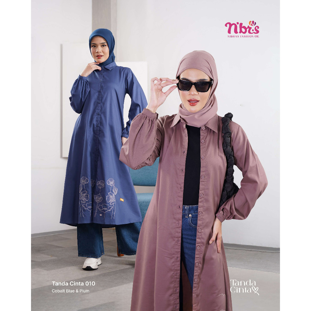 TUNIK NIBRAS TERBARU TANDA CINTA 010 BAHAN KATUN ADEM MOTIF BORDIR