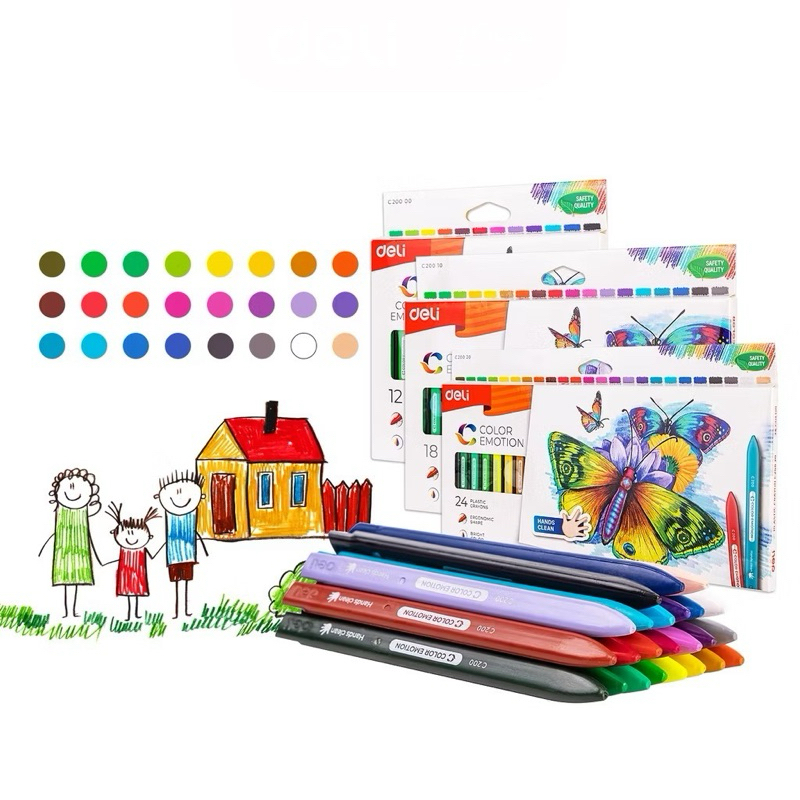 

Deli Krayon Plastic 12/18/24 Warna Cerah Bentuk segitiga ergonomis tidak beracun EC20000