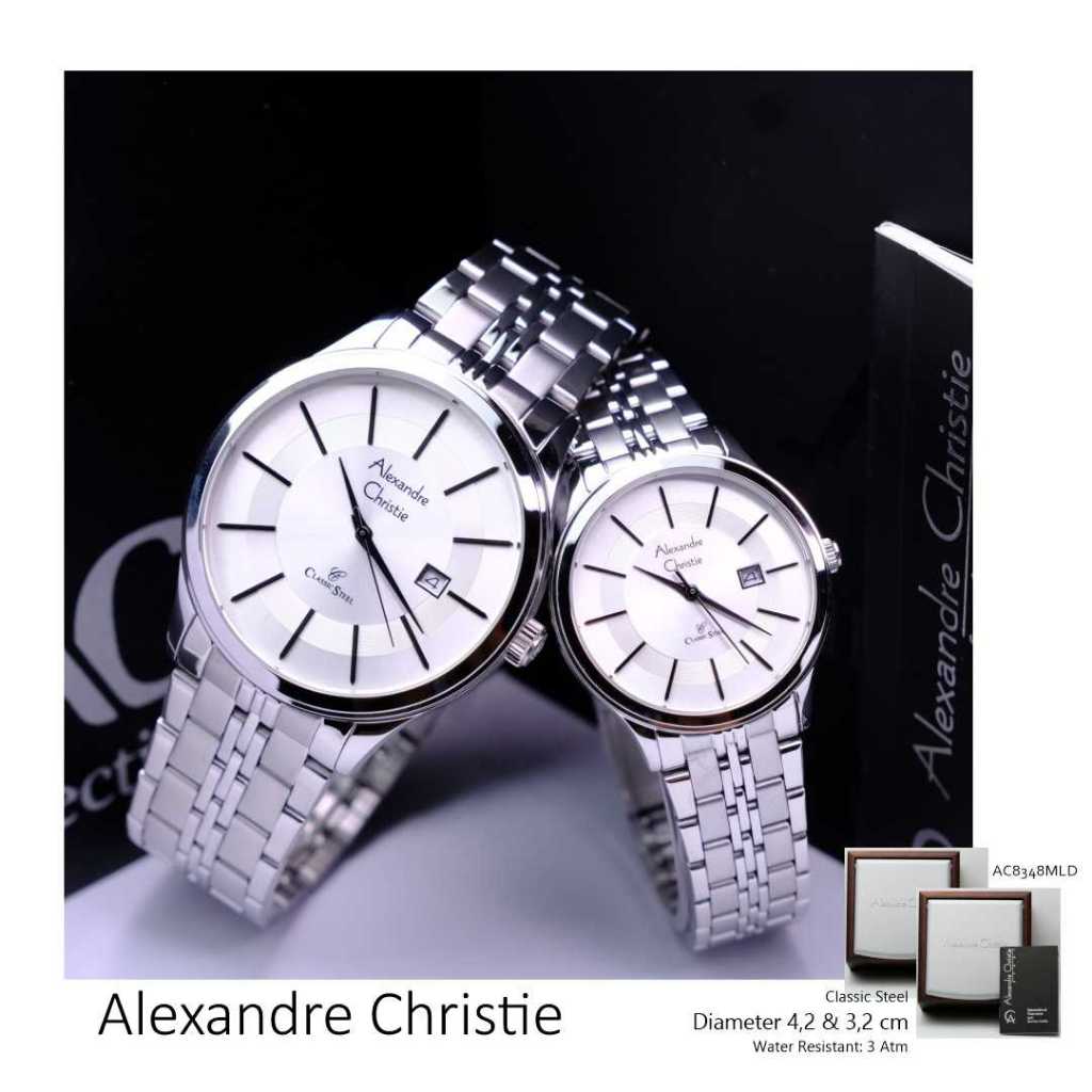 Alexandre Christie ORIGINAL jam tangan couple pria wanita AC 8348 silver Alexander Cristie 100% ori