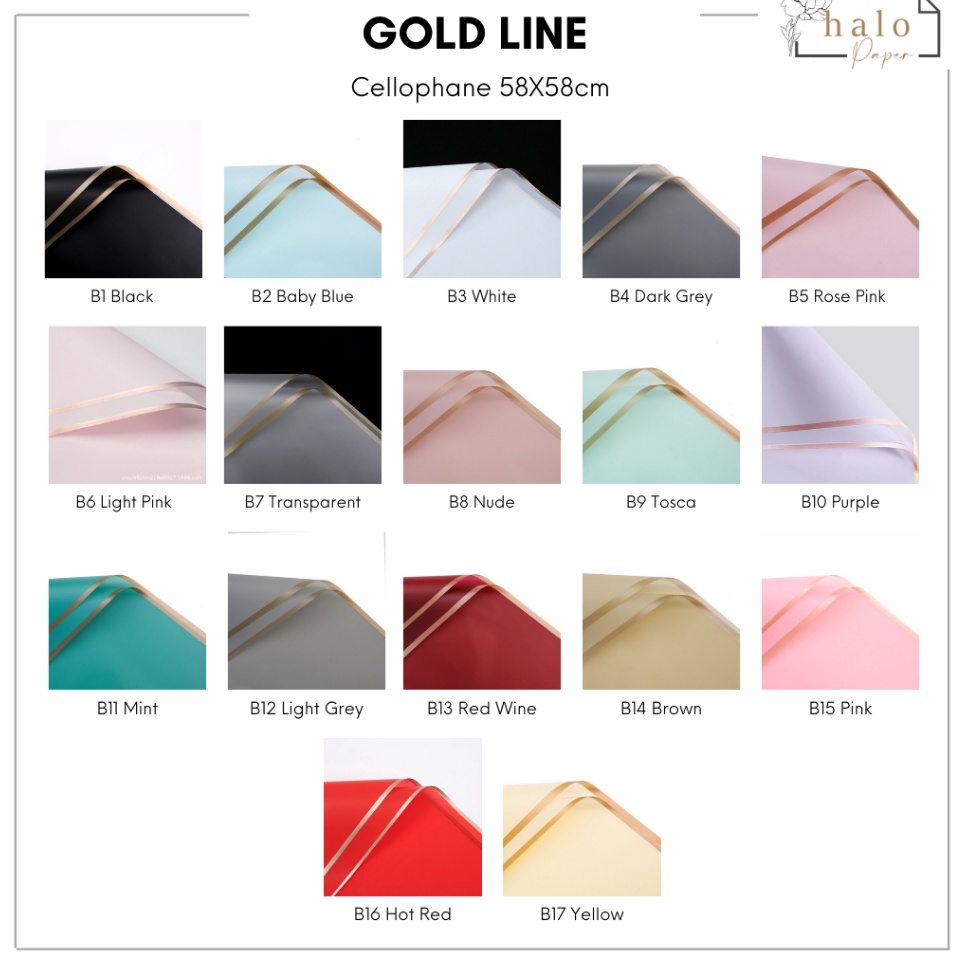 

Ready Menarik 2 LEMBAR GOLD LINE KERTAS CELLOPHANE CELLOPHANE PAPER GOLD LINE