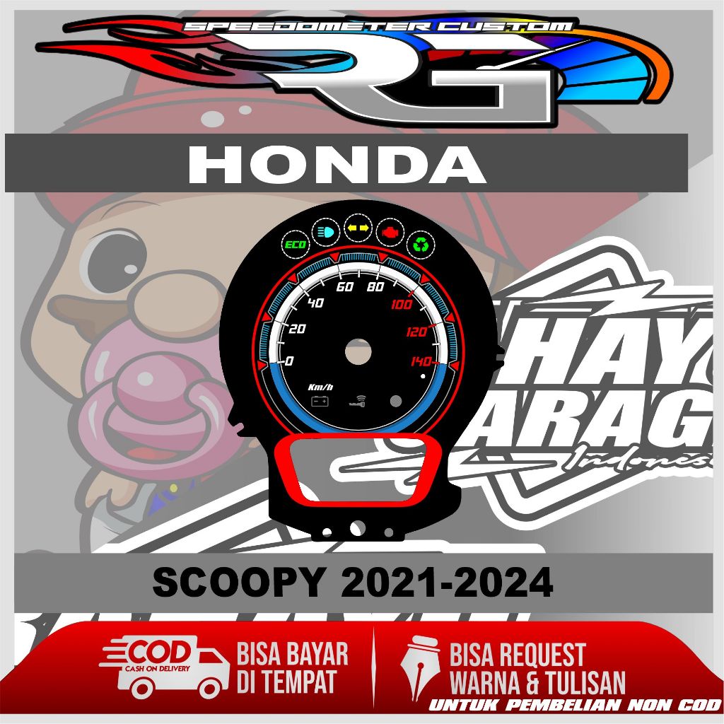 PAPAN SPEEDOMETER CUSTOM SCOOPY 2021-2024 KAYLEST DAN NON KAYLEST